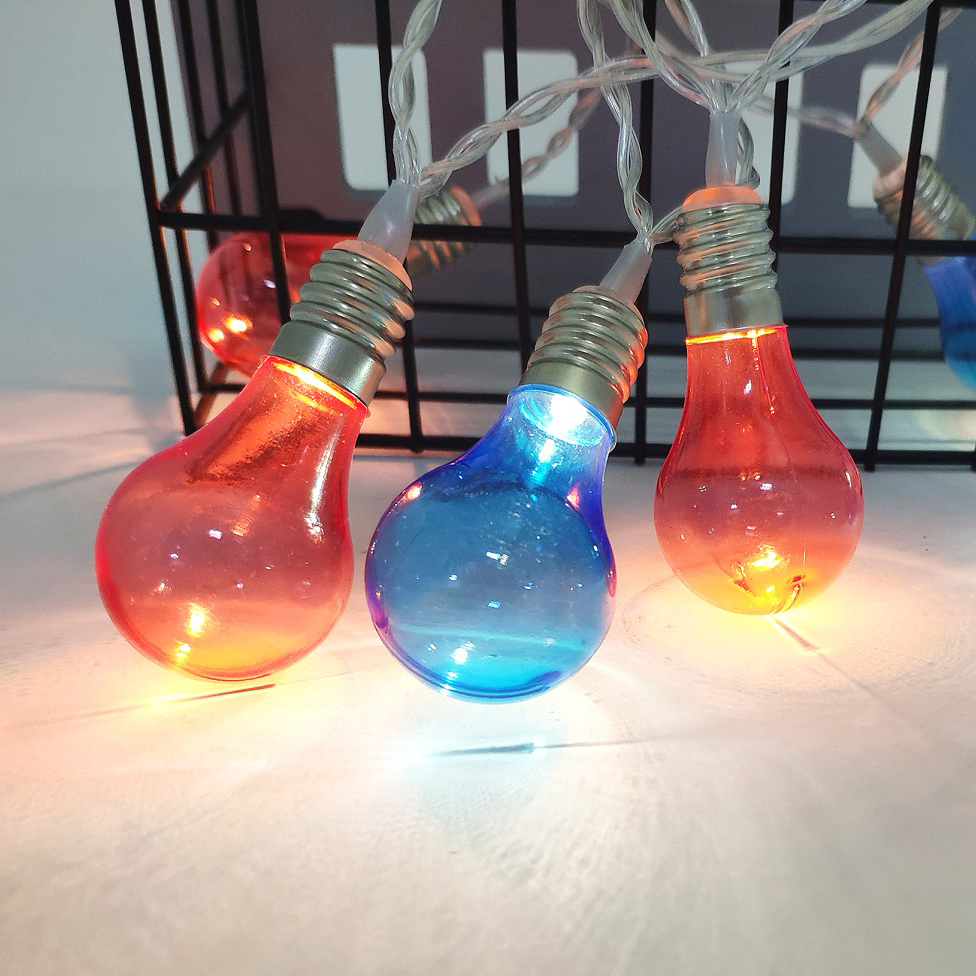 10L fairy light with red&blue plastic bulb deco(3*5.6cm)
