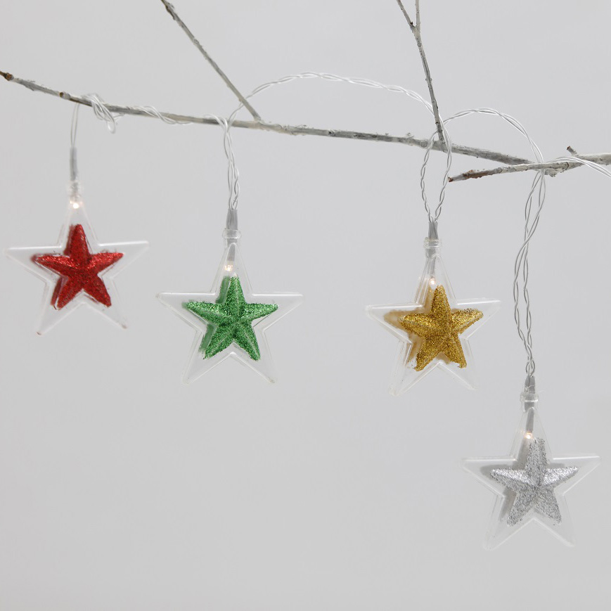 10L fairy light with transparent colored star(6.3cm)