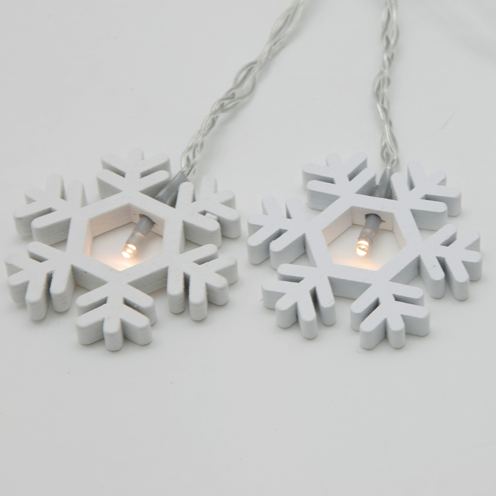 10L fairy light with wood snowflake(5.4cm) deco