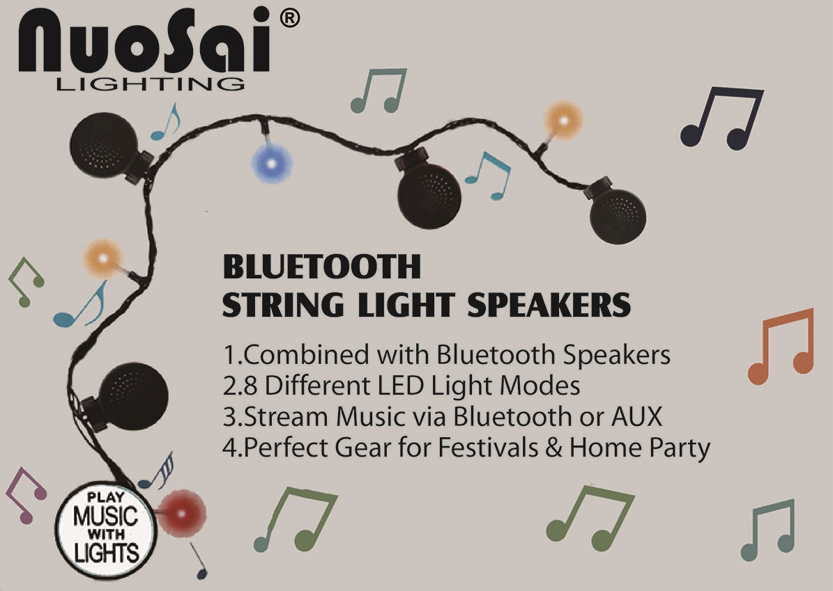 100L string light with 2 speakers, with music rhythm