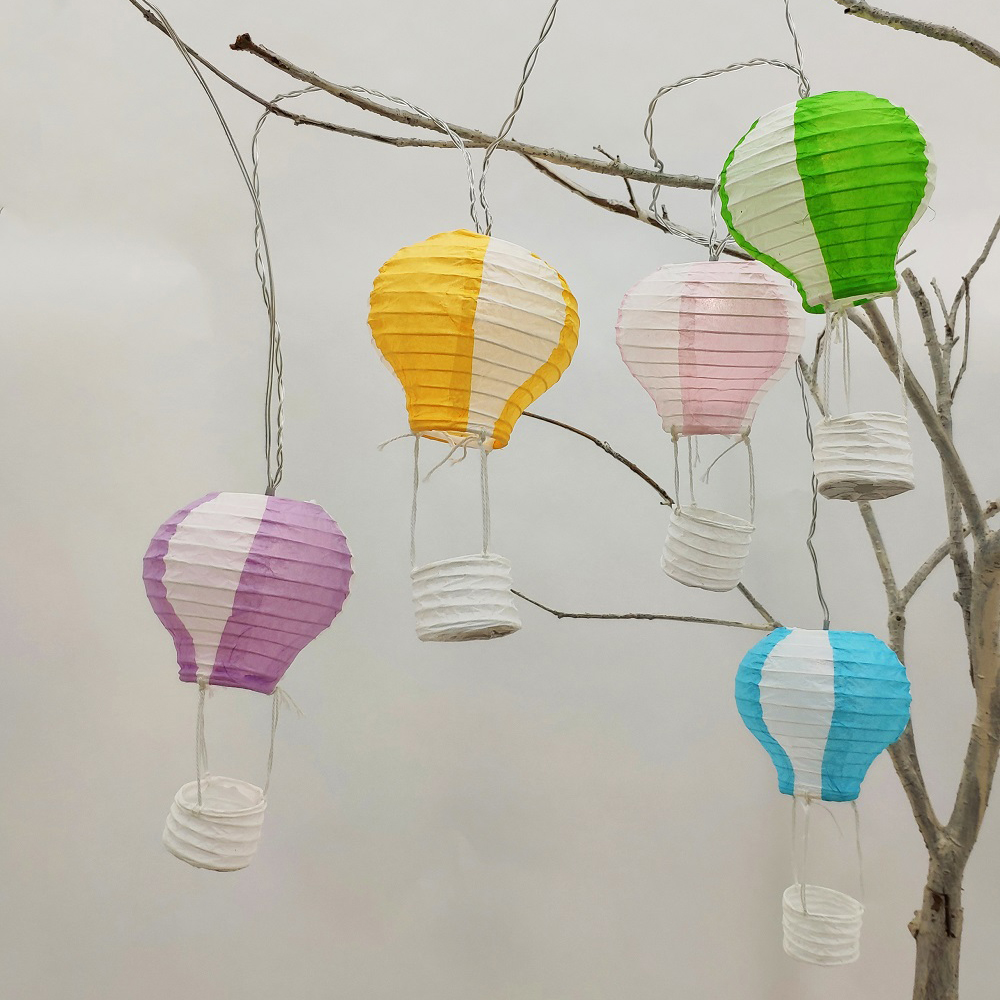 5L fairy light with colored paper hot air balloon deco.(Dia. 9cm *18cm)